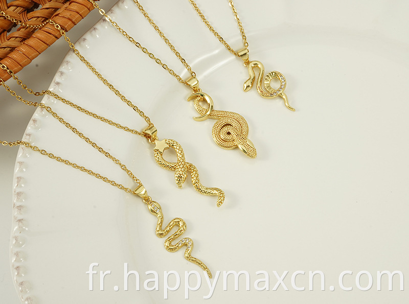 Grossais en gros Hip Hop Gold Cobra Snake Pendant Collier Snake Bendy